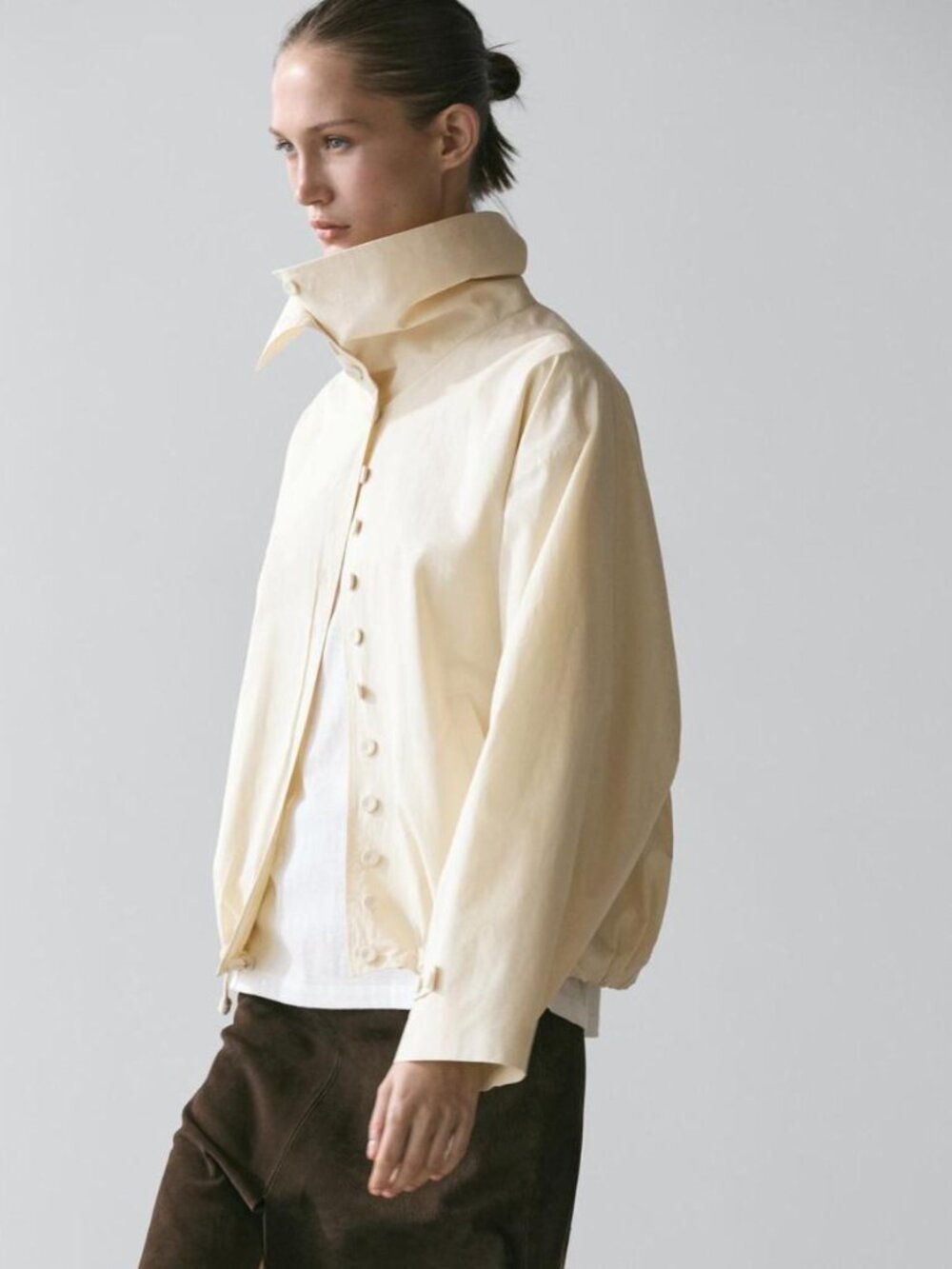 MASSIMO DUTTI COTTON JACKET WITH BUTTON DETAILS